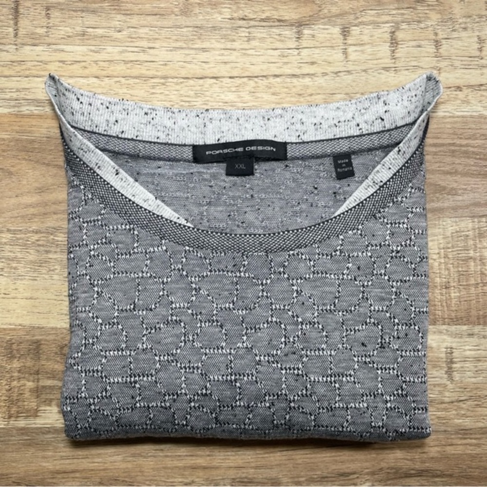 Porsche Design Casual Crew‎ Neck T-Shirt Black White Men's Size XXL Scales EUC